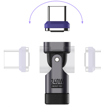 Магнітний адаптер USB-C з обертанням 180° — ENERGY FORT 240 Вт