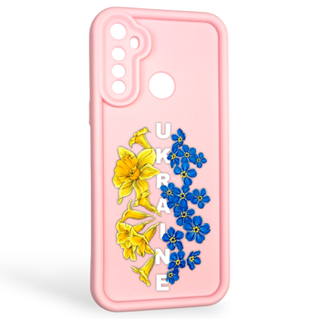 Чехол силиконовый Soft Touch с 3D принтом Украина для Realme C3 розовый (Полная защита камеры)