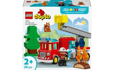 Конструктор LEGO Пожежна машина зі шлангом і пожежником 28 деталей (10473)