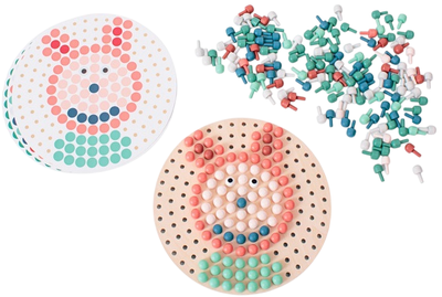 Układanka mozaika BS Toys z drewnianymi pinezkami grzybkami (8717775444879)