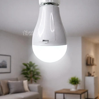Лампочка з акумулятором аварійна E27 світлодіодна 20Вт New Emergency Lamp, автономна енергозберігаюча акумуляторна LED-лампочка при відключенні світла для дому, квартири, офісу, дачі, холодне біле світло, NEL-27