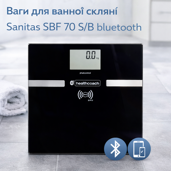 Весы для ванной стеклянные Sanitas SBF 70 S/B bluetooth