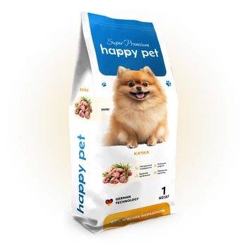 Сухой корм 1 кг для собак Миниатюрных и Мелких пород с Уткой Happy Pet
