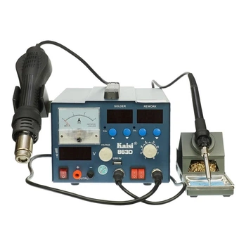 Паяльна станція Kaisi 863D, фен, паяльник, блок живлення 15V 3A, USB A 5V 2A