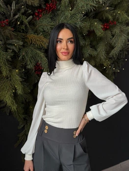 Жіноча елегантна кофта гольф в рубчик Fashion 42/44 молочний