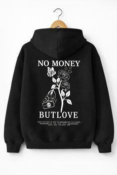 Чоловіче худі з принтом No Money But Love, Чорний, XL