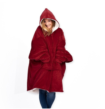 Толстовка-плед с капюшоном Huggle Hoodie красный