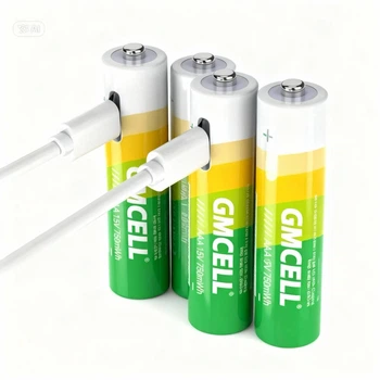 Аккумуляторные батарейки AAA GMCELL Li-ion 750 mWh (4 шт) USB Type C 1.5V мизинчиковые с зарядкой перезаряжаемые 1000+ циклов (BT07)