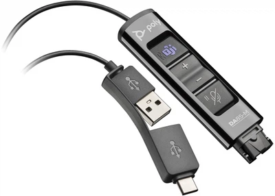Переходник DA85-M USB > QD со встроенным пультом управления для гарнитур EncorePro, USB-A, USB-C, Poly (teh0013721)