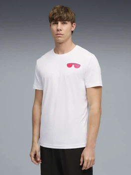 Футболка спортивна для бігу довга чоловіча Puma Graphics 52844902 L White з принтом (4069162171467)