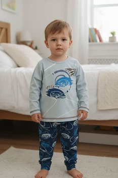 Дитяча піжама для хлопчика Машина Baykar р 1 86-92 1-2 роки 9630-207 блакитний