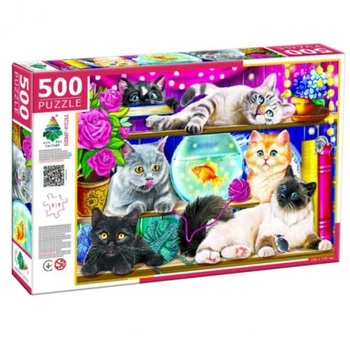 Пазлы Котики на полке Киевская фабрика игрушек 500 элементов 47х33 см Разноцветные