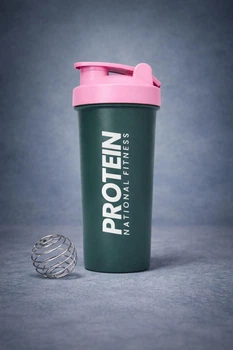 Шейкер спортивный + пружина 700 мл Protein зелёный с розовым