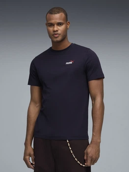 Футболка бавовняна довга чоловіча Puma Essentials Graphics 68471719 M New Navy-Red (4069161740954)
