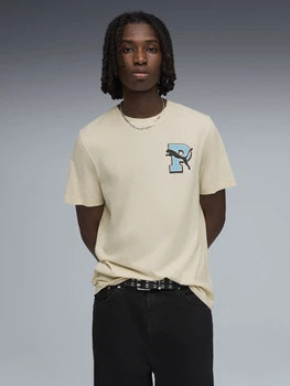Футболка хлопковая длинная мужская Puma Graphics 69177687 L Alpine Snow с принтом (4069161692765)