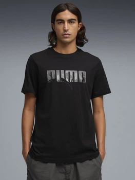 Футболка хлопковая длинная мужская Puma Essentials Graphics 69202601 L Black (4069161646980)