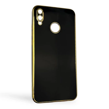 Чохол для Huawei Honor 8X (JSN-L21) глянцевий із захистом камери із золотою окантовкою чорний