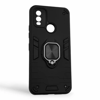 Чехол для телефона Nokia C22 бронированный с магнитным кольцом-держателем подставкой чёрный