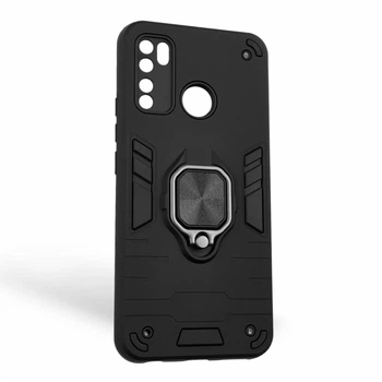 Чехол для телефона Tecno Spark 5 Pro (KD7) бронированный с магнитным кольцом-держателем подставкой чёрный