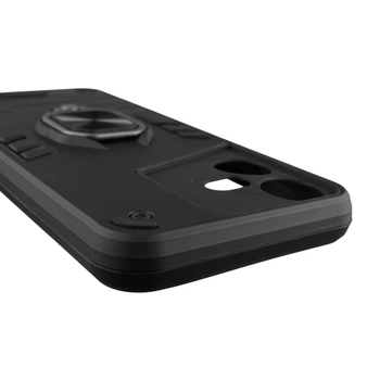 Чехол для телефона TECNO Pova Neo 3 (LH6n) бронированный с магнитным кольцом-держателем подставкой чёрный