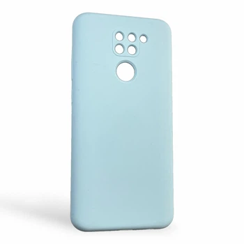 Чехол для Xiaomi Redmi Note 9 силиконовый с микрофиброй нескользящий голубой
