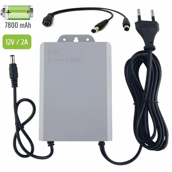 Mini UPS один выход DC 12V/2A бесперебойник, ИБП для роутеров, Powerbank 7800 Mah + кабель разделитель питания