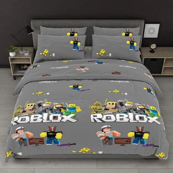Комплект постільної білизни Бязь Голд полуторний "ROBLOX" на сірому 150*215 см