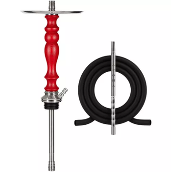 Шахта для кальяна Aroma Hookah Bravo Steel Red 55 см Арома Хука Браво Стиль Красная Нержавеющая сталь с деревянной накладкой