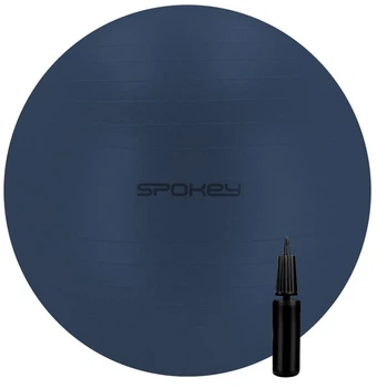 М'яч для фітнесу Spokey Fitball з насосом 65 см Темно-синій (5905339459299)