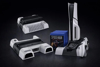 Док-станция с охлаждением для PlayStation 5, PS5 Slim, PS5 Pro TP5-3532B, вертикальная, зарядкой контроллеров Белый