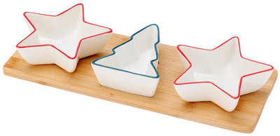 Miseczki na przekąski Excellent Houseware porcelanowe na tacy 4 elementy (8721037483469)