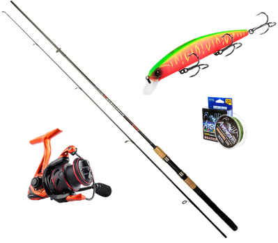 Набір Nemo спінінг Kaida Excellence 2,40 м тест 5-25 гр котушка Haut Ton MS 7+1bb Шнур 150 м Воблер 13см