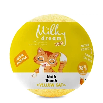 Бомбочка для ванни дитяча з сюпризом Milky Dream "Жовта кішечка", 100 г