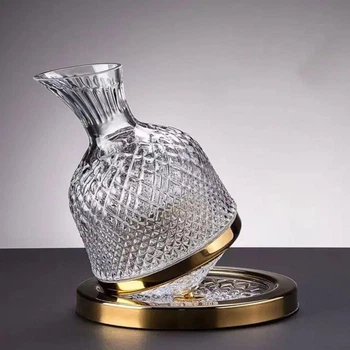 Декантер для вина 1500 мл Prestige Golden с вращающейся подставкой