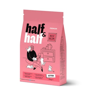 Корм сухой HalfHalf для котят с говядиной 8 кг