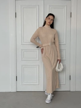 Сукня максі з поясом Рожева M (021-020-603)