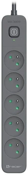 Мережевий фільтр Tracer Power Line+ 5 розеток 5 м Graphite (TRALIS47429)