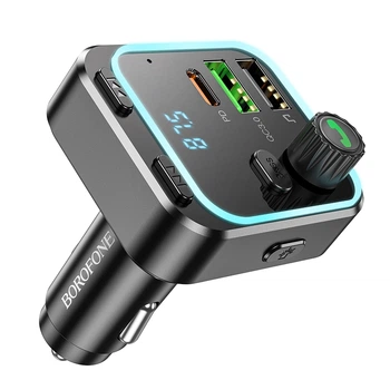 Автомобильный&nbsp;FM модулятор Borofone BC53 Highway&nbsp;трансмиттер&nbsp;PD20W/QC3.0 с&nbsp;Bluetooth V5.0 c быстрой зарядкой Black