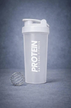 Шейкер спортивный + пружина 700 мл Protein прозрачный с белым
