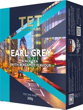 Чай ТЕТ Earl grey чорний байховий дрібний з ароматом бергамота 100 пакетиків по 2 г (5060207695077)