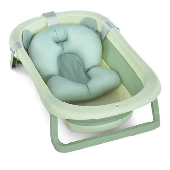 Дитяча ванна El Camino ME 1151 PLUS Pale Green складана силіконова з матрацом і термометром