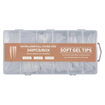Гелевые типсы прозрачные Soft Gel Tips Brown 240 шт