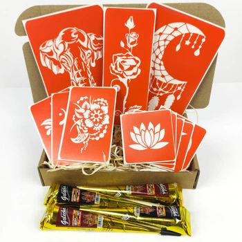 Набір хні з трафаретами для біо-тату №5 Fresh Tattoo henna-set-05