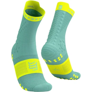 Шкарпетки компресійні високі Compressport Pro Racing Socks V4.0 Trail Shell blue/safe yellow XL (100034825)