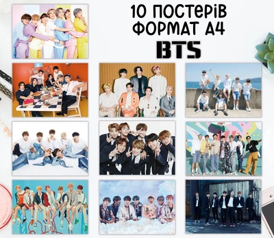 Набір постерів "K-pop гурт BTS. BTS" 10 шт, формат А4