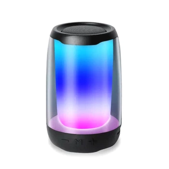 Портативная колонка Bluetooth 8 Вт пластиковая черная с подсветкой FM приемником (525250)