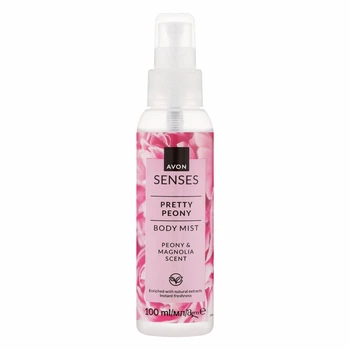 Парфумований лосьйон-спрей для тіла Avon Senses «Pretty Peony/ Ніжна Півонія» 100 мл З ароматом півонії і магнолії «PEONY & MAGNOLIA SCENT» Body Mist Освіжаючий спрей-міст