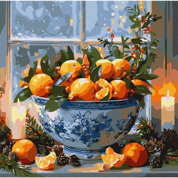 Картина по номерам Идейка Цитрусы в вазе, 40x40 см (KHO5742)