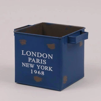 Кашпо металлическое синее LONDON PARIS NEW YORK 1968 38882