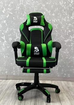 Игровое кресло Deus Large Green чёрно-зелёное экокожа, 125×68×50 см, 120 кг